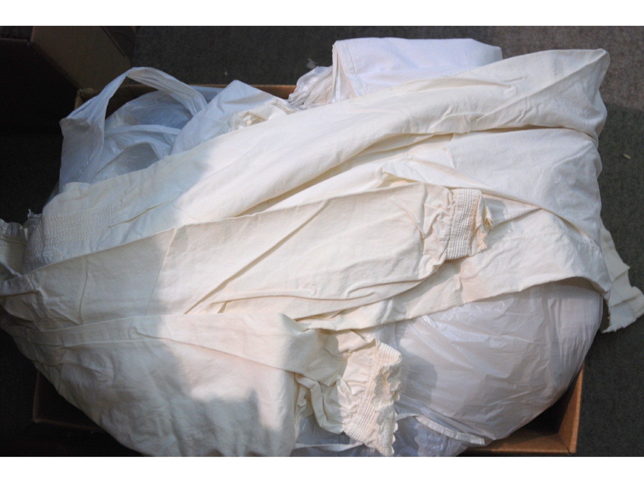 Appraisal: A large box of Victorian underwear christening robes silk and