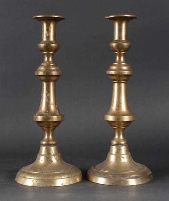 Appraisal: Pair of Victorian brass candlesticks Estimate - All items sold