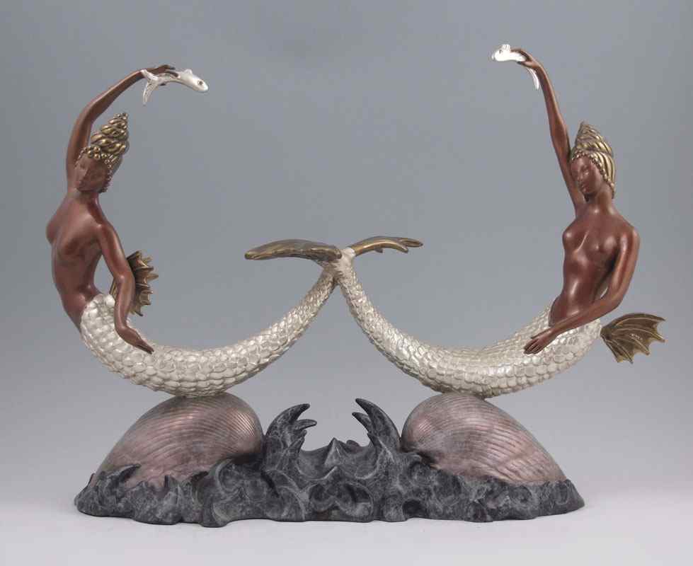 Appraisal: ERTE ''SIRENS'' BRONZE '' h x '' w incised signature