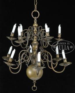 Appraisal: ANTIQUE TWO-TIER DUTCH BRASS CHANDELIER th Century or earlier Having