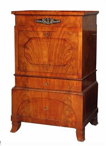 Appraisal: A BIEDERMEIER MAHOGANY ESCRITOIRE the top with a frieze drawer