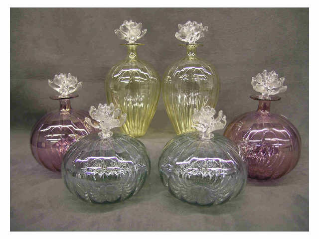 Appraisal: Group of Italian blown glass perfume bottles six items all