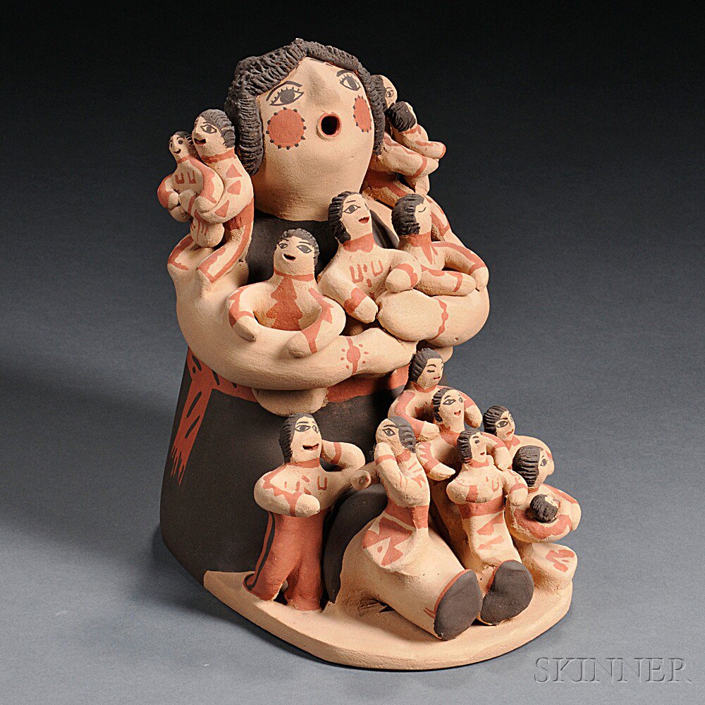 Appraisal: Painted Pottery Storyteller by B Fragua Jemez ht in Estimate