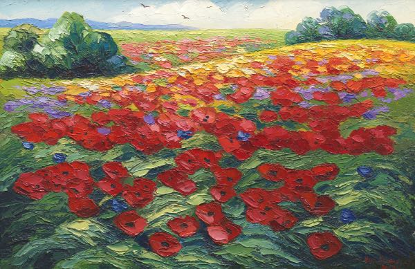 Appraisal: YURI SKORUPSKY UKRANIAN AMERICAN CONTEMPORARY x Poppy Fields Oil on