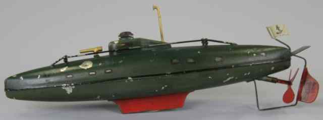 Appraisal: MARKLIN SUBMARINE C 's Germany painted in dark green red