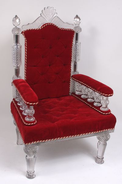 Appraisal: th Century oster style cut glass throne chair having a