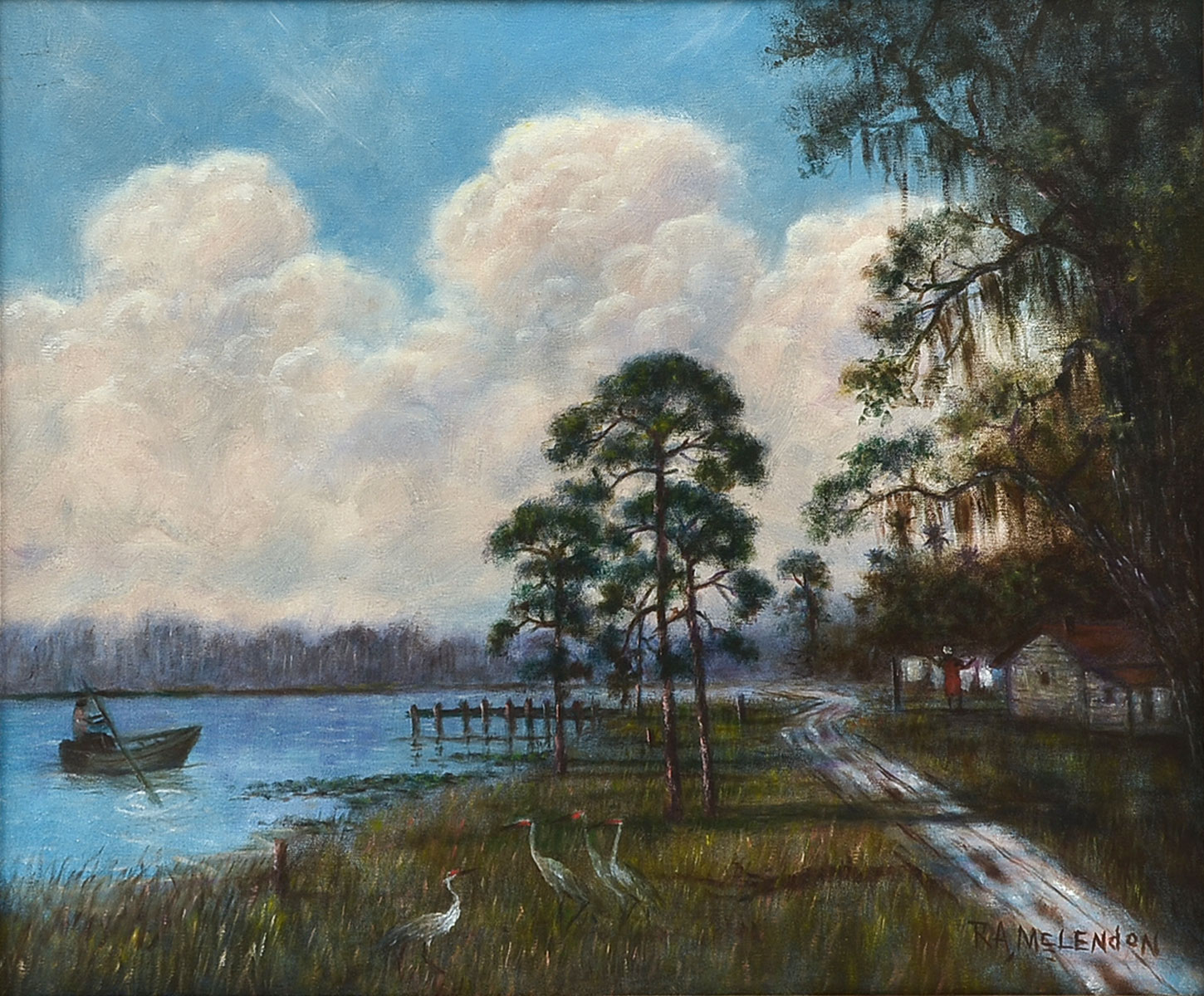 Appraisal: MCLENDON Roy American b Florida Highwaymen Backwater Scene with Figures