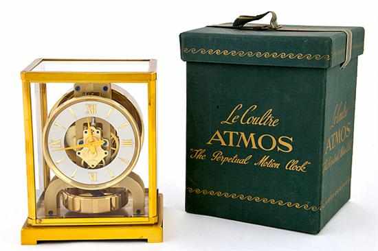 Appraisal: LeCoultre Atmos shelf clock Swiss circa glass and brass case