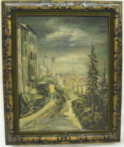 Appraisal: WILLY GISIN OIL ON MASONITE Swiss born Vertical landscape centered