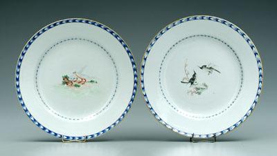 Appraisal: Two Chinese export porcelain plates blue and white leaf borders