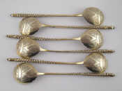 Appraisal: A set of six Russian silver teaspoons by Vasily Dmitriev