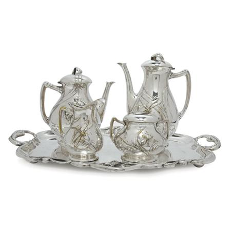 Appraisal: German Art Nouveau Silver Plated Coffee and Tea Service Estimate