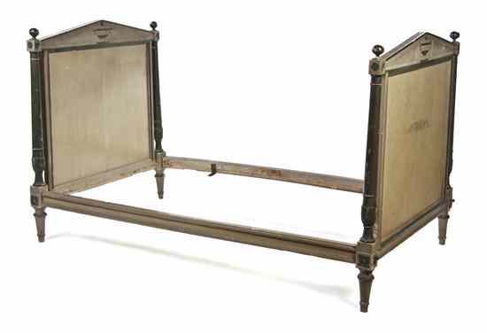 Appraisal: A Directoire Style Painted Bed the painted headboard and footboard