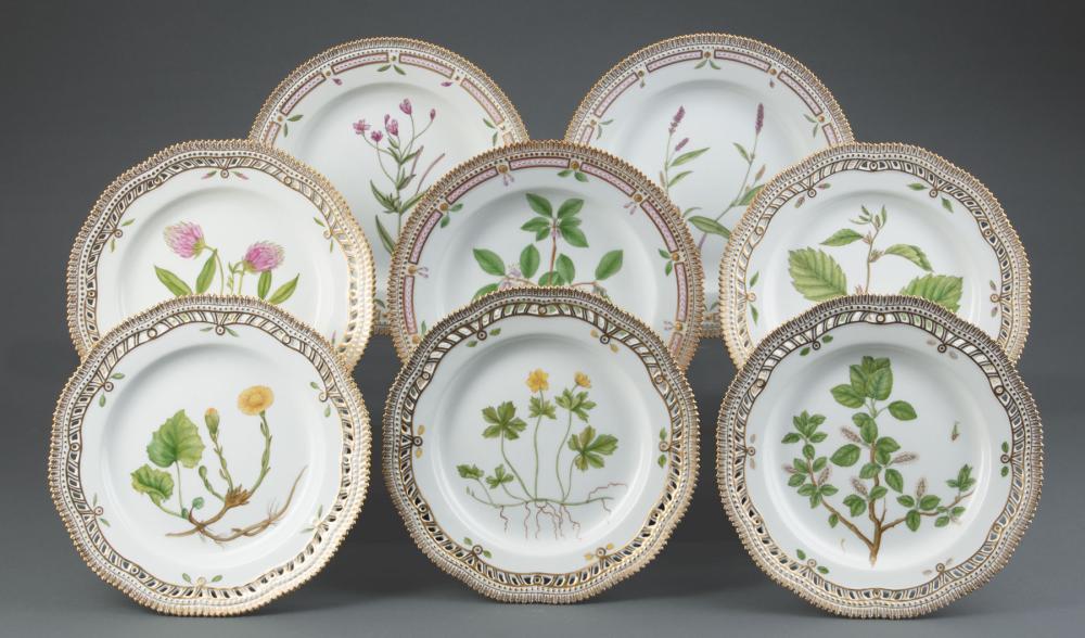 Appraisal: Five Royal Copenhagen Flora Danica Porcelain Dinner Plates dated -