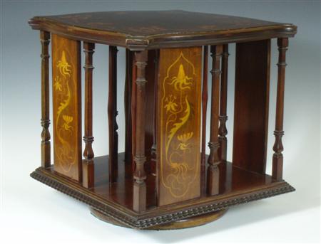 Appraisal: An Art Nouveau mahogany revolving bookcase In the manner of