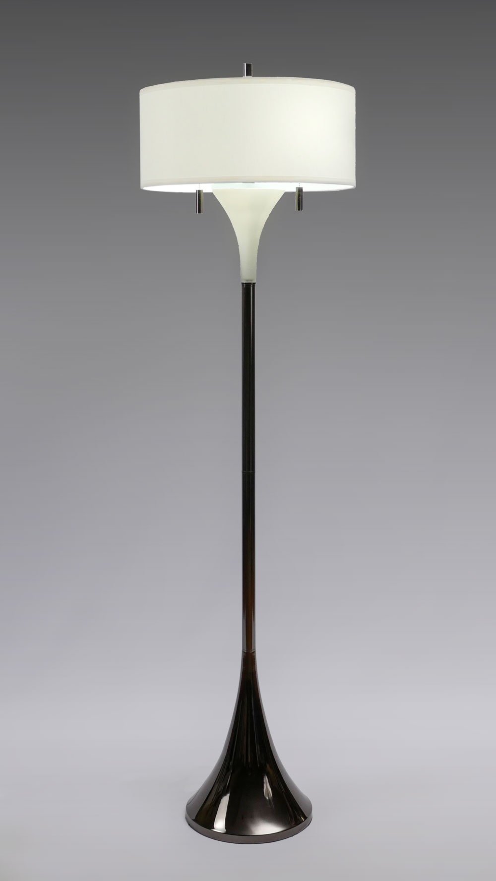 Appraisal: MUSHROOM SHAPED MID-CENTURY FLOOR LAMP Mid-century modern black chrome satin