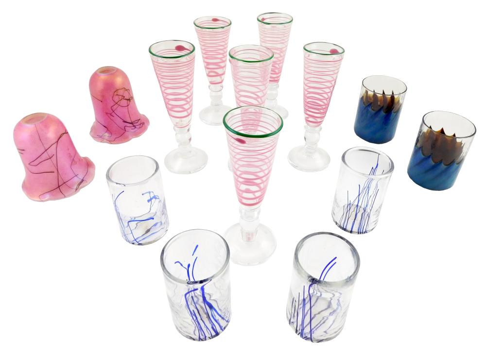 Appraisal: GLASS Studio glass late th C including a set of