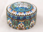 Appraisal: A silver gilt cloisonne enamel circular box in the Russian