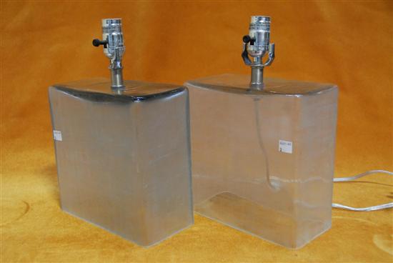 Appraisal: PAIR MODERN FROSTED GLASS TABLE LAMPS H Provenance From a