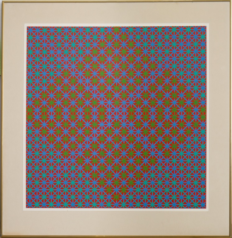 Appraisal: RICHARD JOSEPH ANUSZKIEWICZ UNTITLED SCREENPRINT Untitled Red square with grid