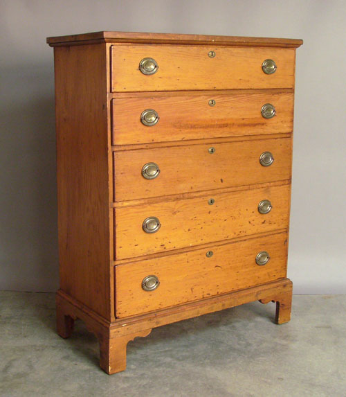 Appraisal: Chippendale pine semi tall chest ca h w