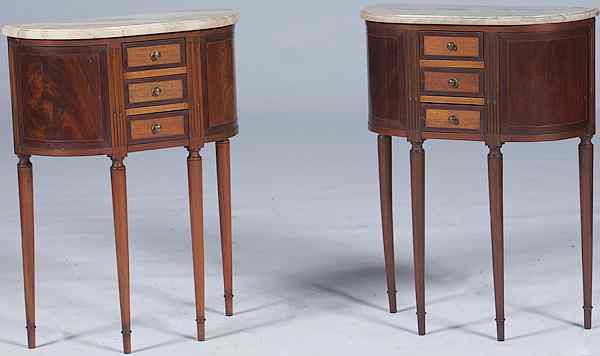 Appraisal: French Louis XVI-style Side Tables French two Louis XVI-style demilune