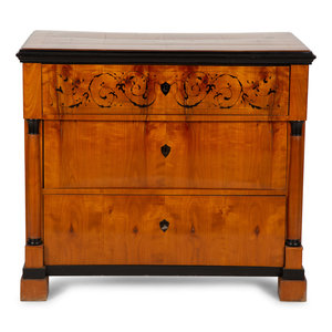 Appraisal: An Austrian Biedermeier Cherry and Ebonized Inlaid Commode th Century