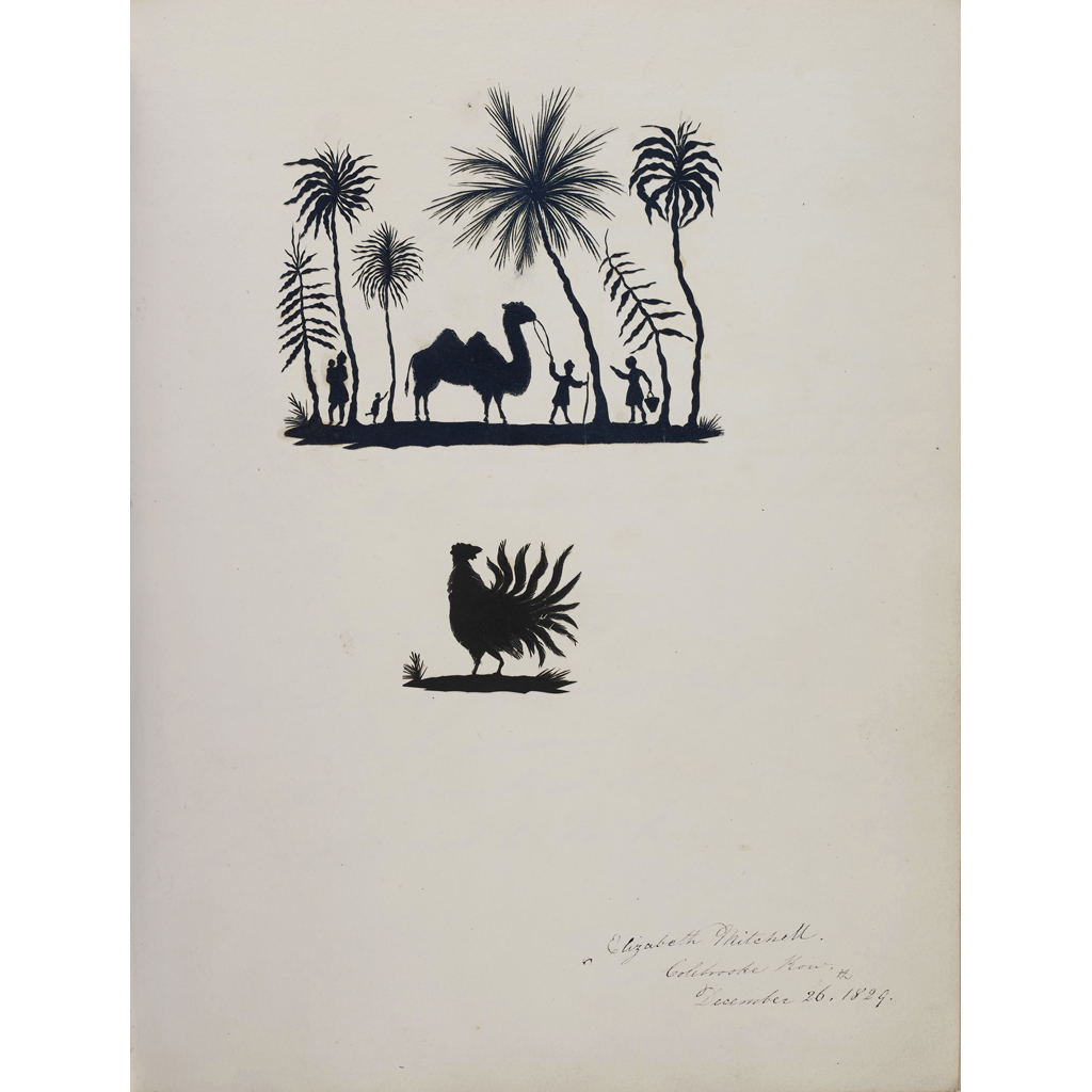 Appraisal: Album Album of painted illustrations drawings silhouettes miniature on a