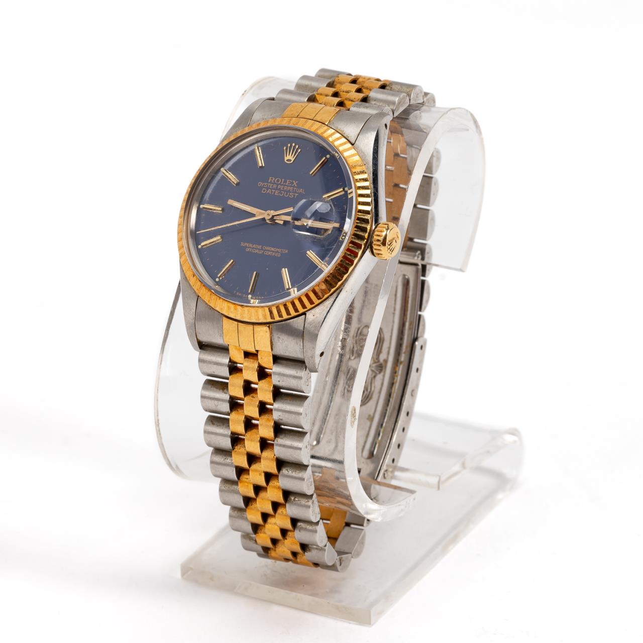 Appraisal: MENS' ROLEX TWO-TONE DATEJUST WITH BLUE DIAL Mens' stainless steel