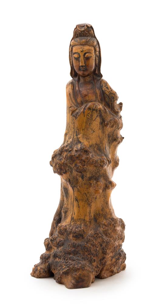 Appraisal: Sale Lot A Carved Rootwood Figure of a Guanyin the