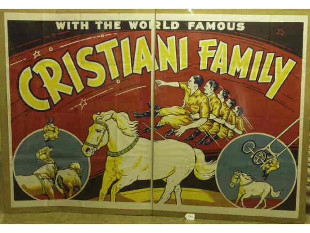 Appraisal: Terrific two sheet Cristiani Family multi color circus poster shows