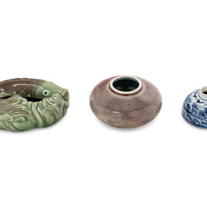 Appraisal: Three Chinese Porcelain Water Coup th- th Century comprising an