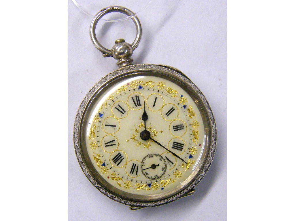 Appraisal: Swiss cylinder engraved fob watch signed Gedeon Thommen of Waldenburg