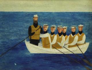 Appraisal: HOWE Richard Oil on Board Men in Boat Not visibly