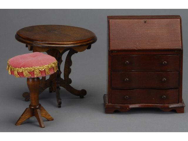 Appraisal: Lot Three Pieces Miniature Furniture America th century includes fall-front