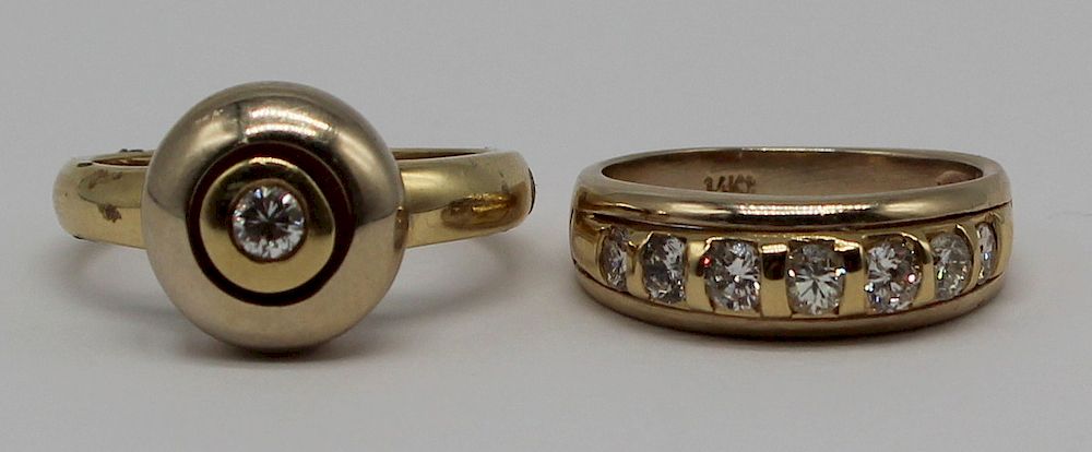 Appraisal: JEWELRY kt Gold and Diamond Ring Grouping Includes a Russian