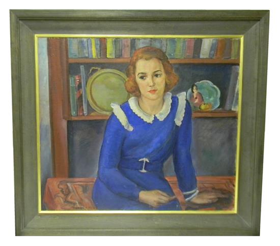 Appraisal: Marion Huse American - Seated Woman in Blue Dress oil