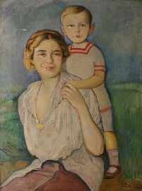 Appraisal: Wilhelm Wachtel - Mother and Child oil on canvas signed