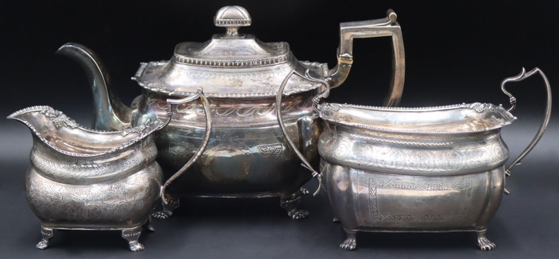 Appraisal: SILVER Piece Matched Irish Silver Tea Set Includes an early