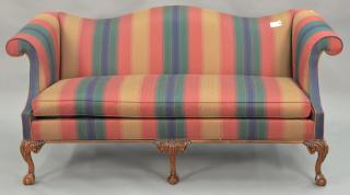 Appraisal: Southwood Chippendale style upholstered loveseat with ball and claw feet