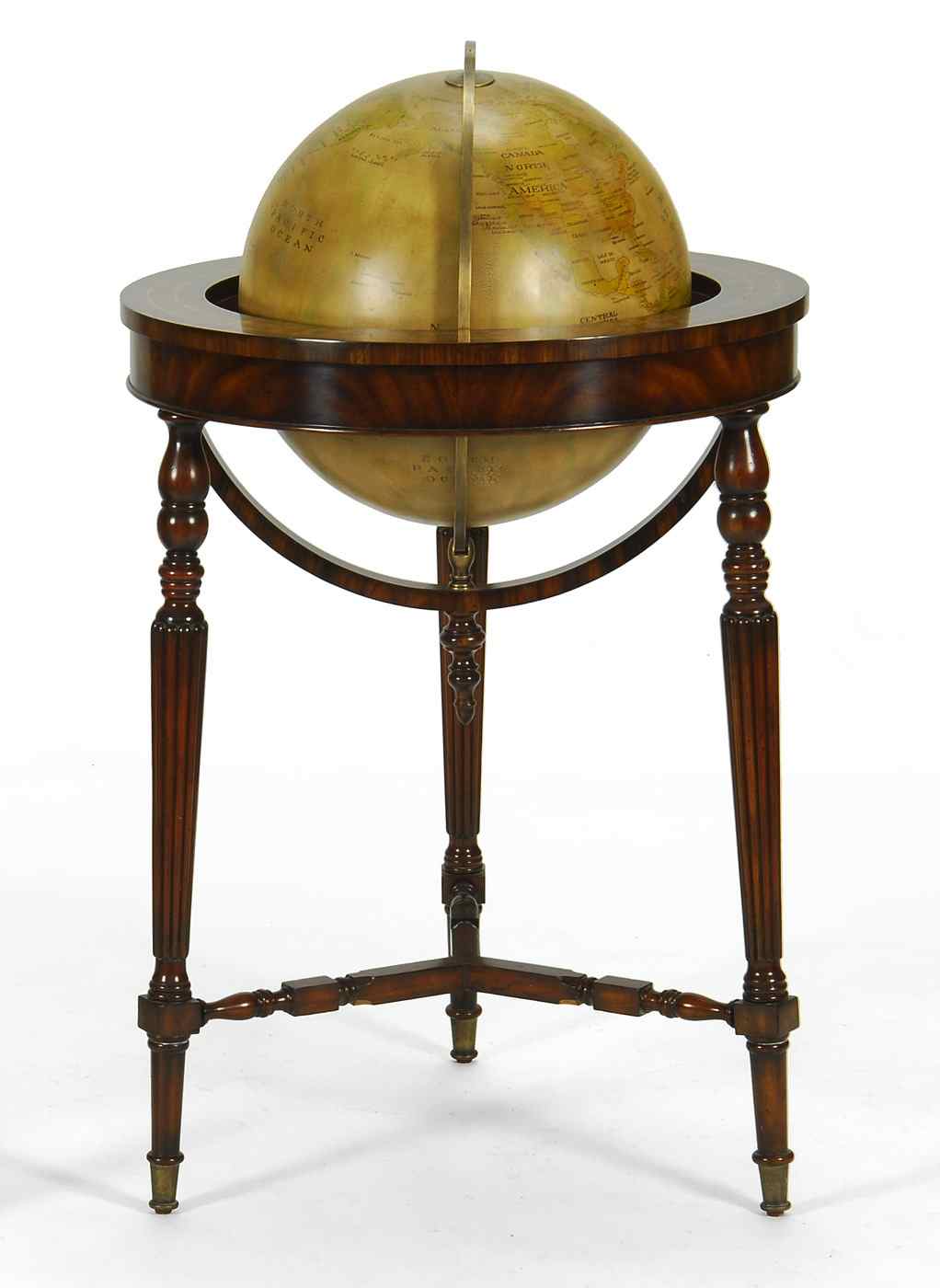 Appraisal: ANTIQUE-STYLE LIBRARY GLOBE ON STANDWith Sheraton-style mahogany tri-leg stand Height