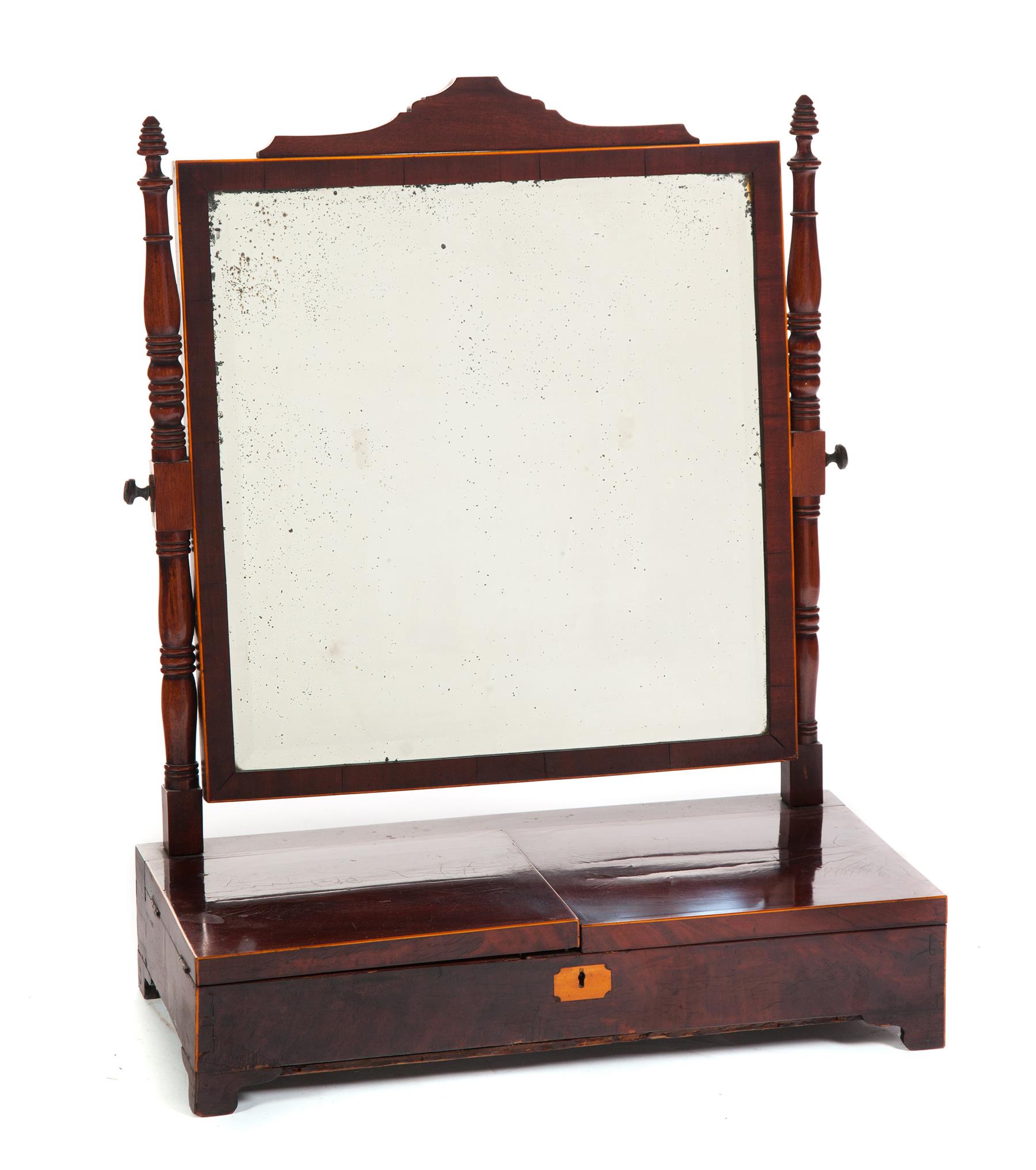 Appraisal: AMERICAN FEDERAL INLAID SHAVING MIRROR First quarter- th century mahogany