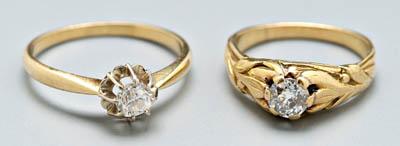 Appraisal: Two lady s vintage diamond rings both with solitaire Old