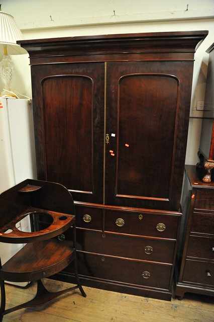 Appraisal: A GEORGIAN STYLE TWO DOOR CABINET WITH FIVE DRAWERS