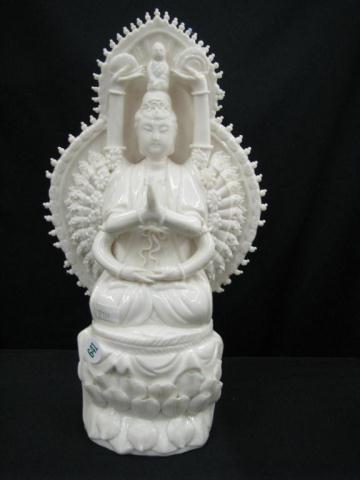 Appraisal: Two Blanc De Chin Statue one is Lotus Base ''