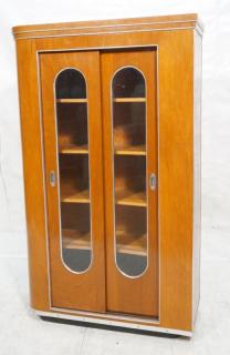 Appraisal: Art Deco Machine Age Tall Sliding Door Cabinet T Art