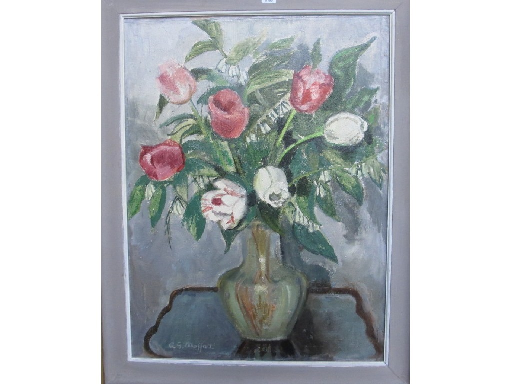 Appraisal: ALISON G MOFFAT Oil on board 'Tulips' signed recto and