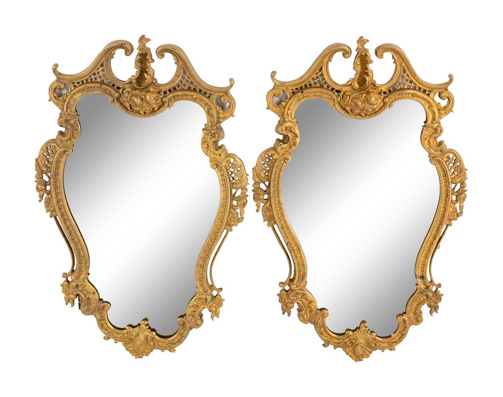 Appraisal: A Pair of Louis XV Style Gilt Bronze Mirrors A