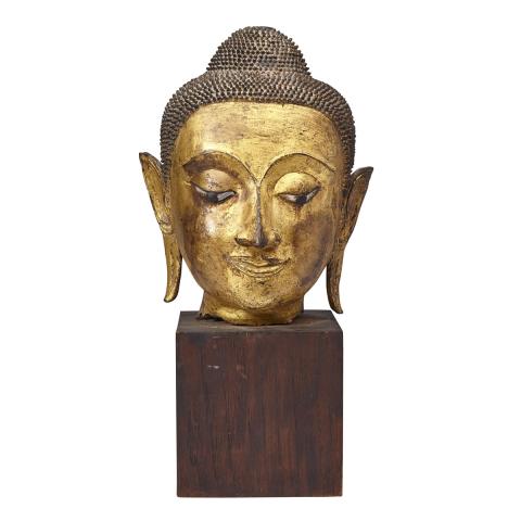 Appraisal: A Thai Sukhothai Style Gilt Bronze of a Buddha Head