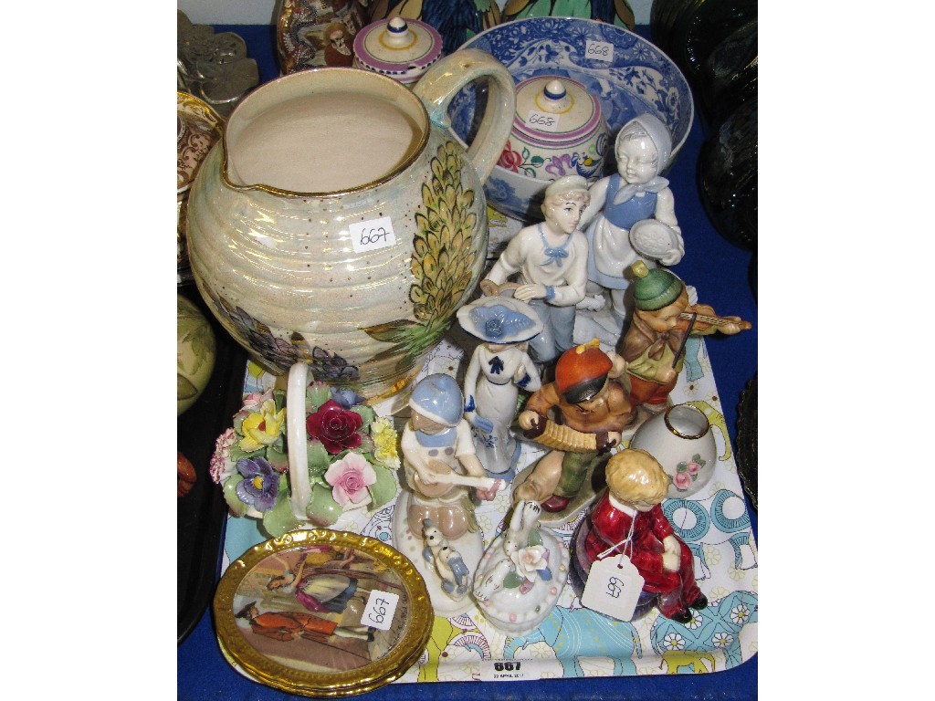 Appraisal: Tray lot comprising Coalport figure 'David' assorted continental figures lustre